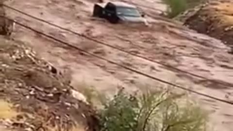 Floods after powerful strom in Santa María del Oro of Nayarit, Mexico