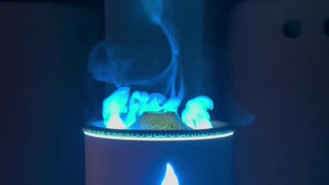 The Company Myluminar makes humidifiers in shape of a volcano which blows rings & changes the lighting