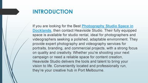 Best Photography Studio Space in Docklands