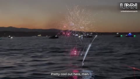 Fireworks & fun at Elephant Butte Lake! 🎇🚤 Jet skiing & boat views make it unforgettable!