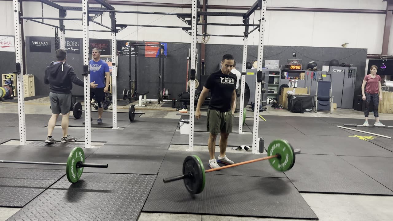 EMOM8 2 Power Snatch, 1 Squat Snatch; 5Rds 15 Box Jumps 24', 12 Pull Ups