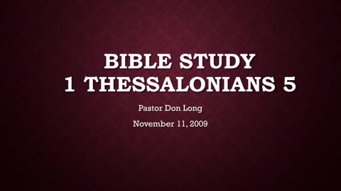 1 Thessalonians 5:21 Test Everything! (November 11, 2009)