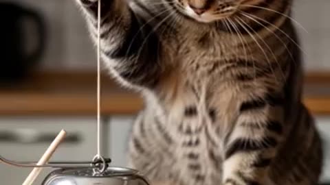 Shocking! 😱😱The cat sets a trap and waits in silence やばすぎ！😱😱猫は罠を仕掛けて静かに待っている
