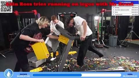 Mr Beast makes Adin Ross run on Lego treadmill