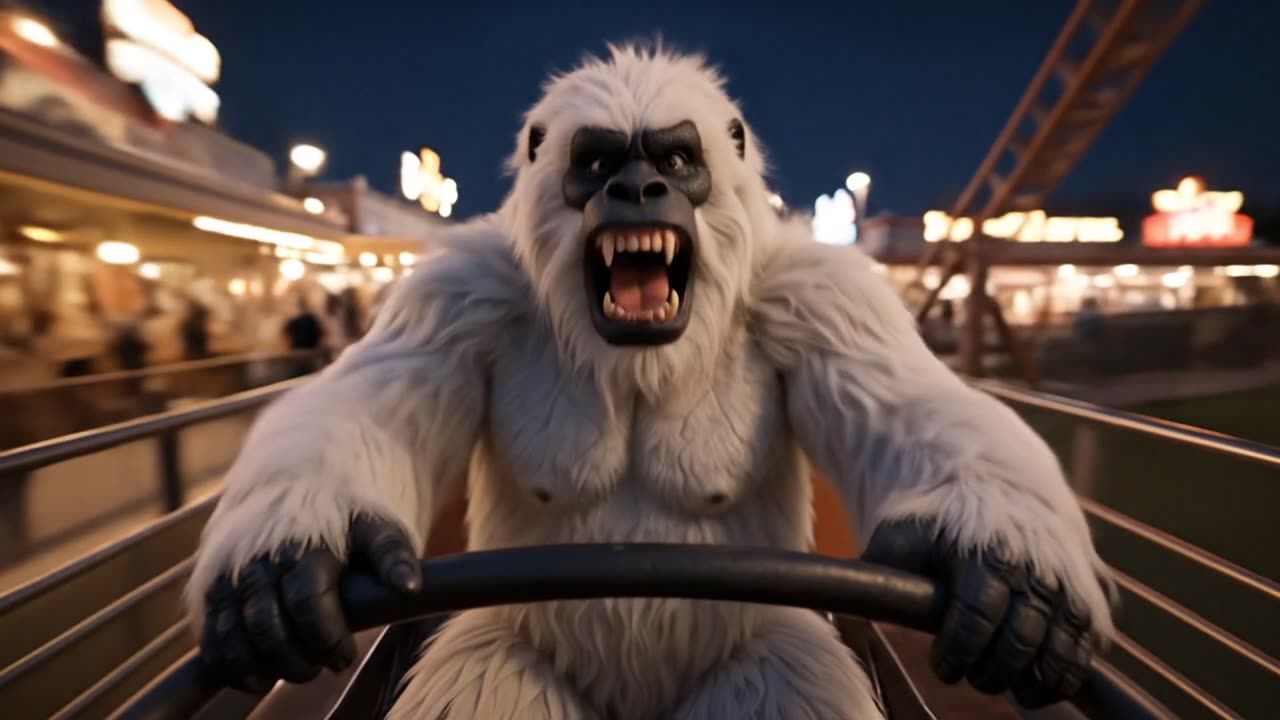 Yeti Rides Roller Coasters and Eats Cotton Candy!