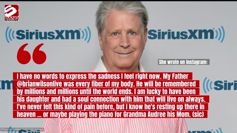 Brian Wilson's daughter pays tribute to late Beach Boys co-founder father