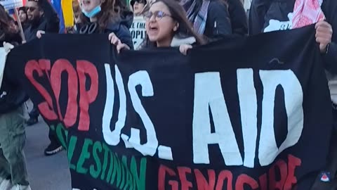 The International Day of Solidarity with the Palestinian People in front of Rockefeller Center.