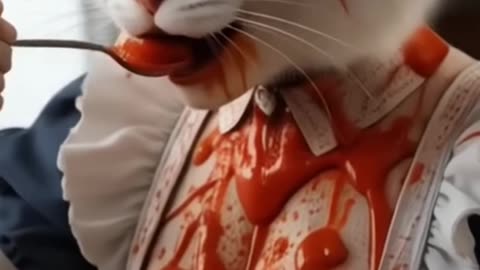 Cat in “blood”? Neighbor freaked out!