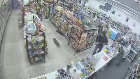 Skaters stop gas station robbery. Insane!