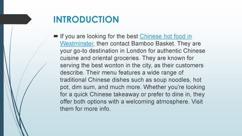 Best Chinese hot food in Westminster