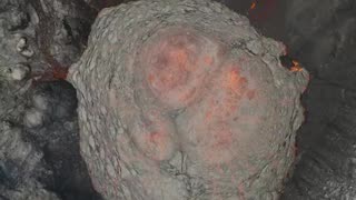 Drone footage of volcano eruption from above