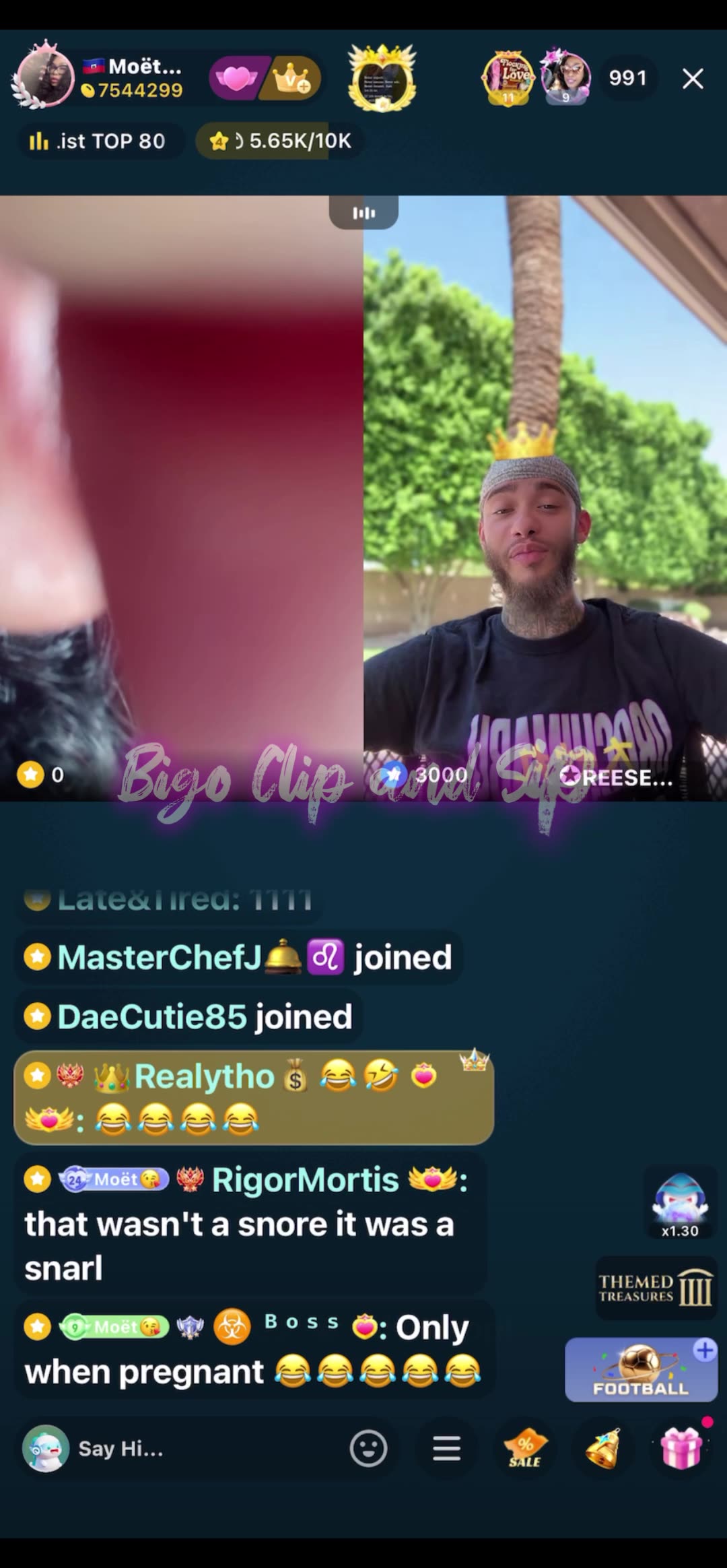 Moet sleep on live again n Reese playing police sounds 8/20/25 #bigoclipandsip