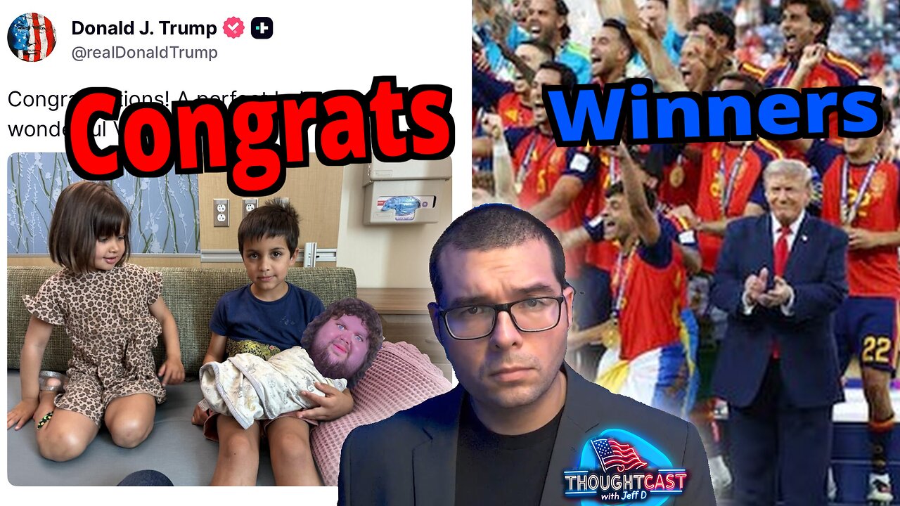 Trump photobombs WORLD CUP. JD Vance baby born. TC 7/20/26