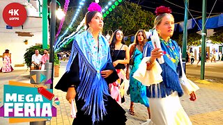 August Fair MEGA NIGHTLIFE 🎉 Feria de Malaga City Night Walk [4K 60FPS] Spain Walking Tour