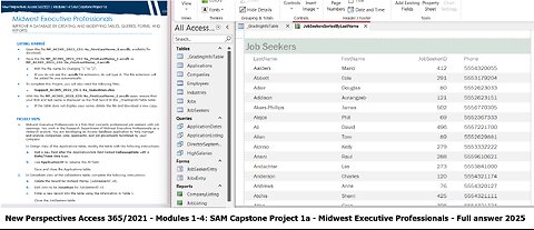 New Perspectives Access 365/2021 Modules 1-4 SAM Capstone Project 1a Midwest Executive Professionals