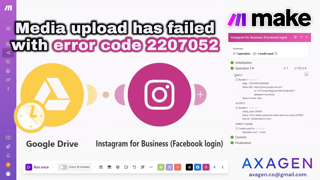 Fix Instagram Upload Error (Media Upload Has Failed) | Make.com + Google Drive
