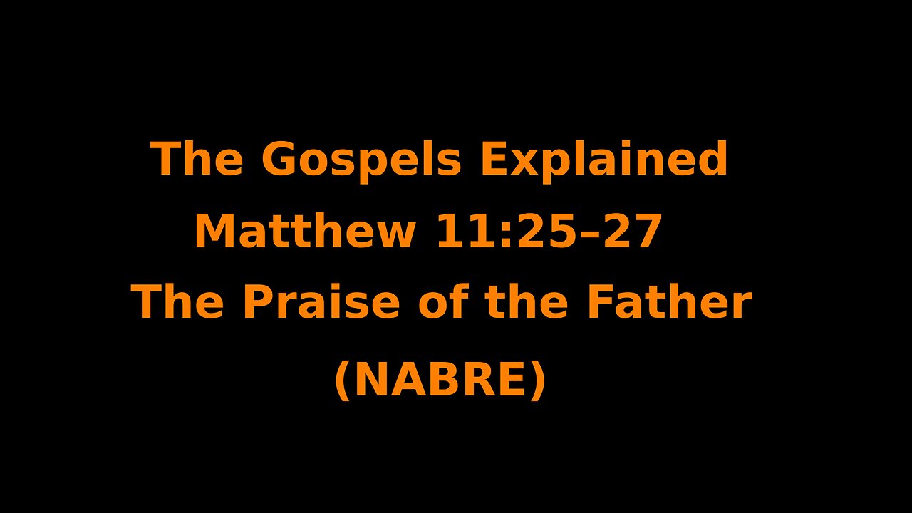 The Gospels Explained - Matthew 11:25–27 - The Praise of the Father - (NABRE)
