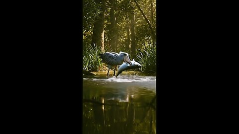 Shoebill Snatches Giant Fish in Lightning Strike #wildlife #viral #naturedocumentary #news