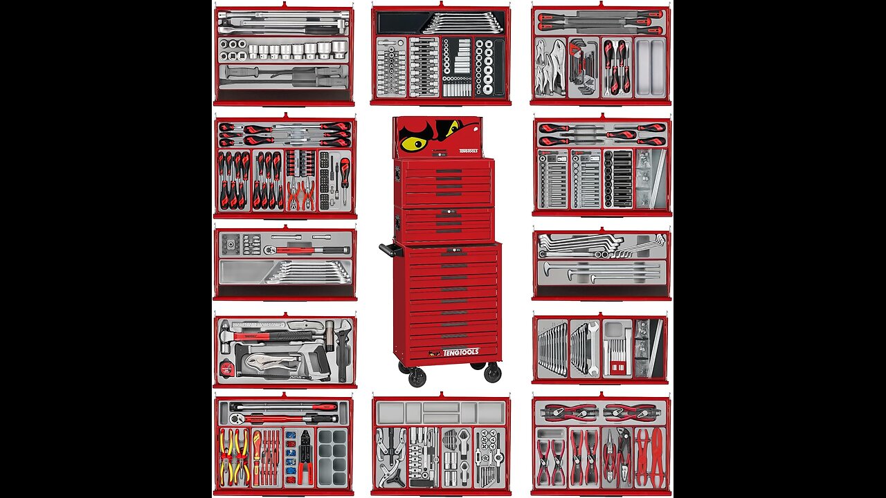 Teng Tools 1033 Piece PRO35 26 Inch Wide Red Mega Master Hand Tool Kit