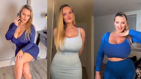 Wear blue outfits in all circumstances by attractive model Cristina Fox