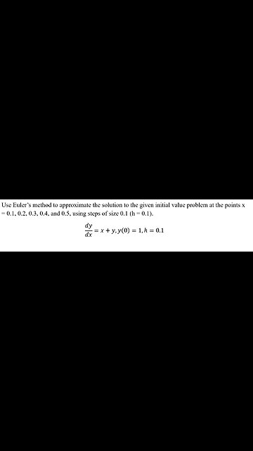 Calculus Help: Use Euler’s method to approximate the solution to the given initial value problem