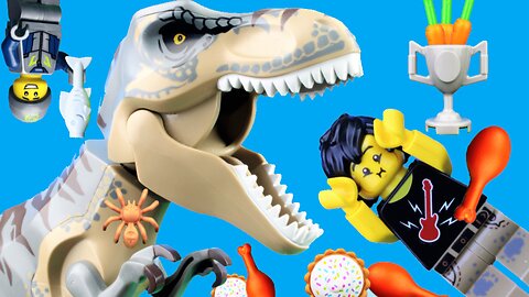 LEGO Jurassic World Stop Motion | T-REX Food Challenge! | Reptibian Bricks