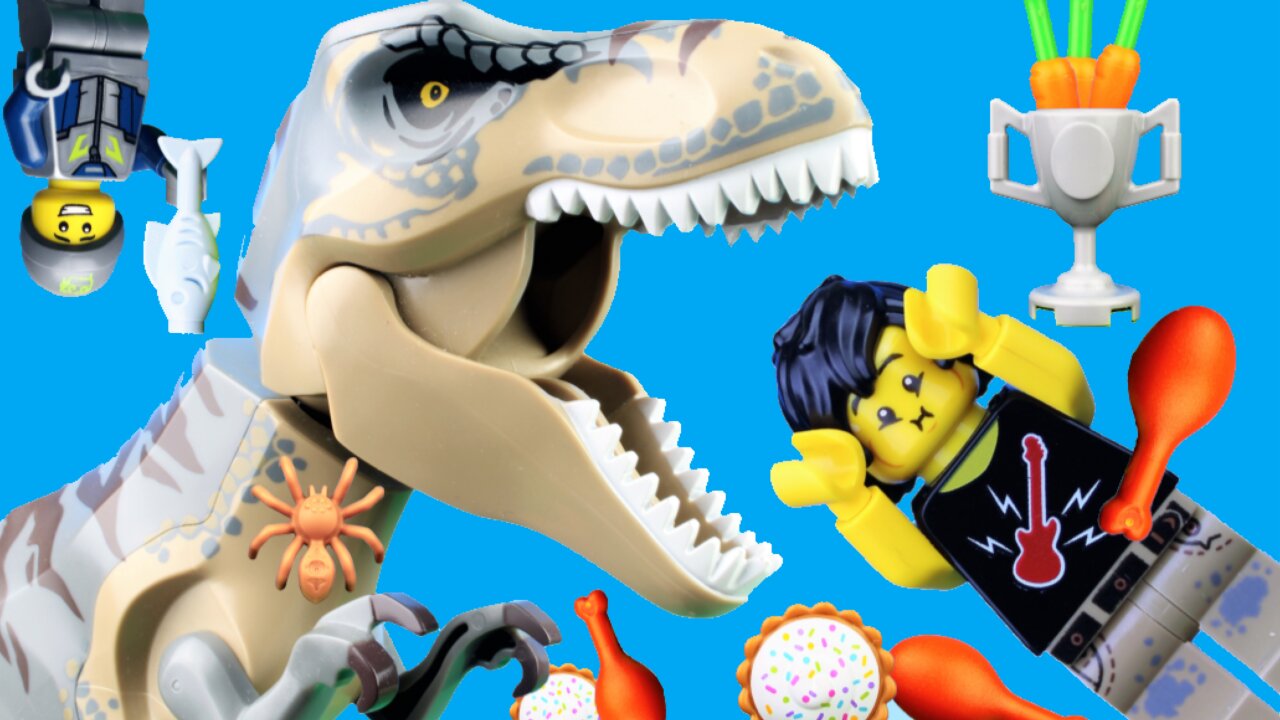 LEGO Jurassic World Stop Motion | T-REX Food Challenge! | Reptibian Bricks