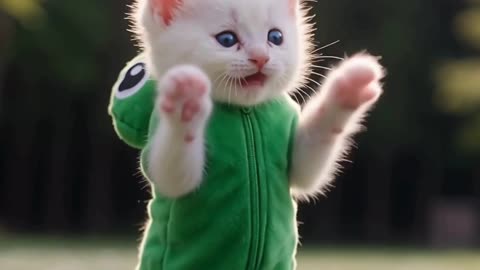 Kitten in Frog Costume Hops Right Into Your Heart 🐸😻 | Cute Cat Short