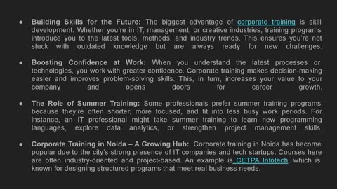 Exploring the Benefits of Corporate Training for Professionals