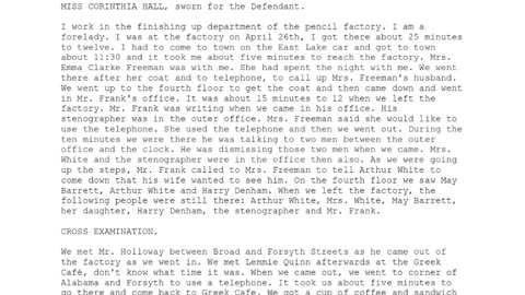 MISS CORINTHIA HALL, Sworn In For The Defendant, 42nd To Testify