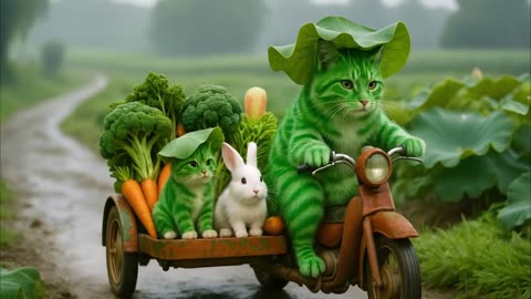Feel the love of a mother cat for her babies | Green Cat [AI]