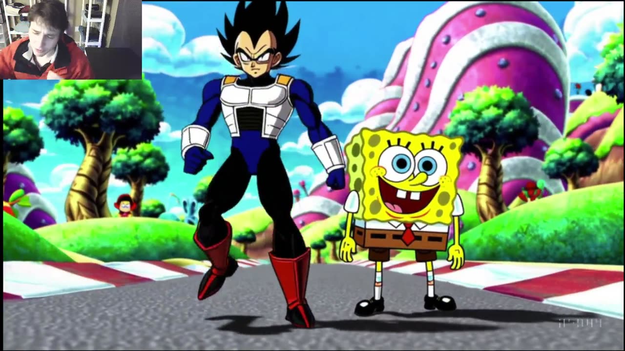 SpongeBob SquarePants VS Vegeta In A Competitive Race Fake Funny Parody 2D Animated Cartoon Video