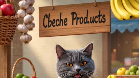 The poor cat works in the market