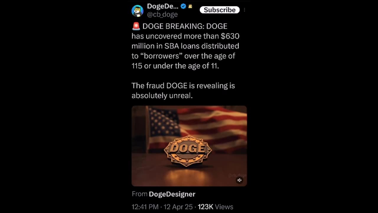 DOGE - 630 million in SBA loans
