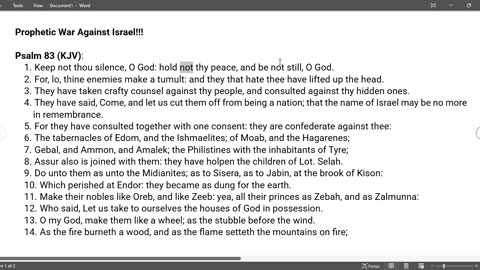 PSALM 83 ENDTIME WAR AGSAINS ISRAEL!!!