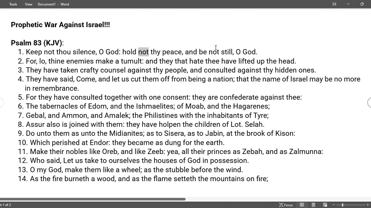 PSALM 83 ENDTIME WAR AGSAINS ISRAEL!!!