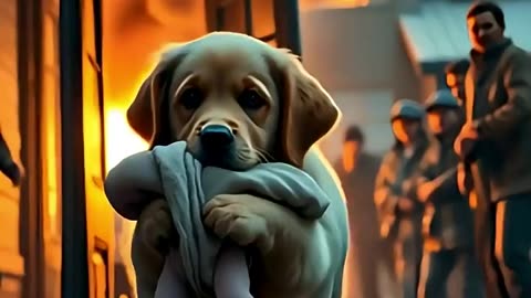 Brave Puppy Rescues Poor Baby From Fire