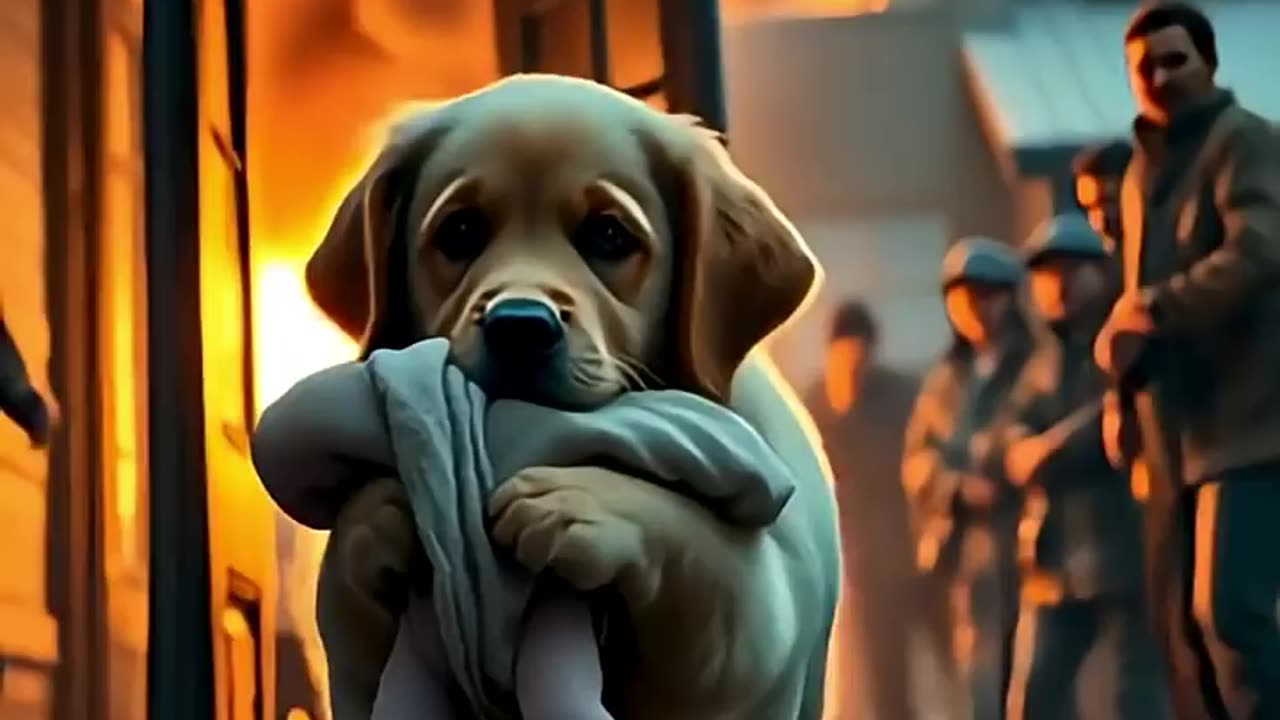 Brave Puppy Rescues Poor Baby From Fire