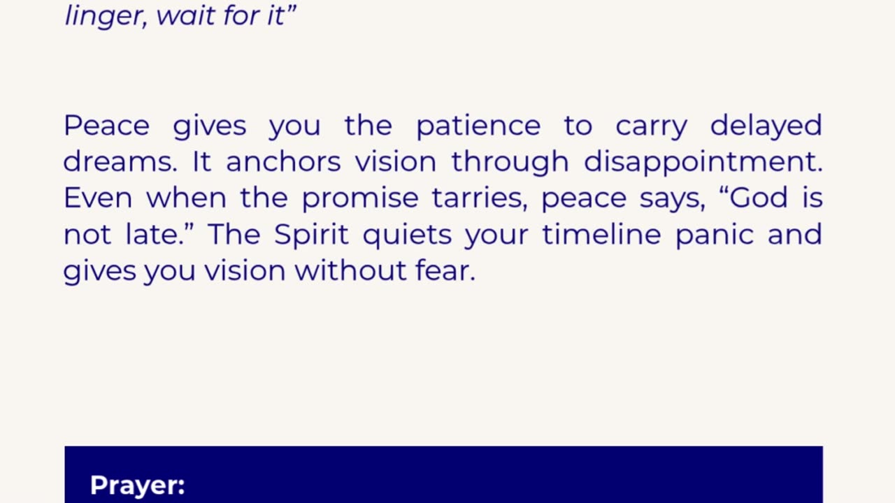 Peace that anchors Vision