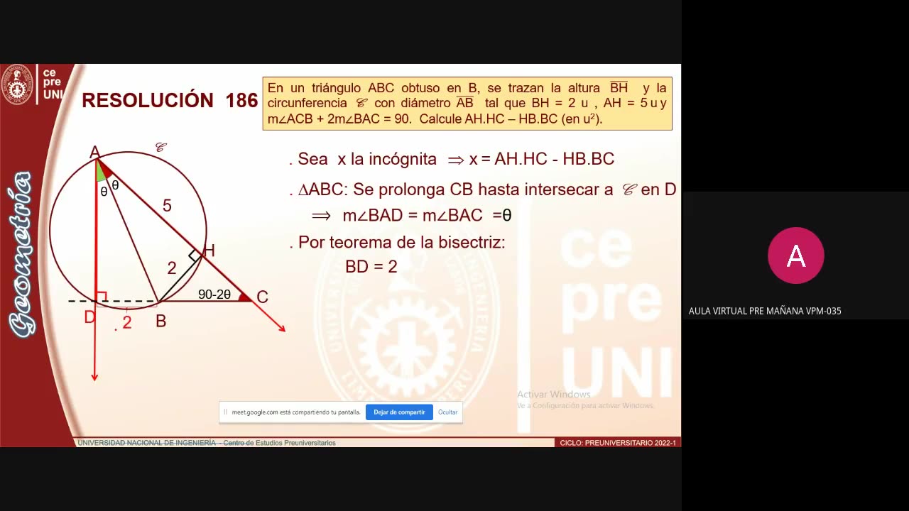 CEPRE UNI 2022 - 1 | Semana 07 | Geometría