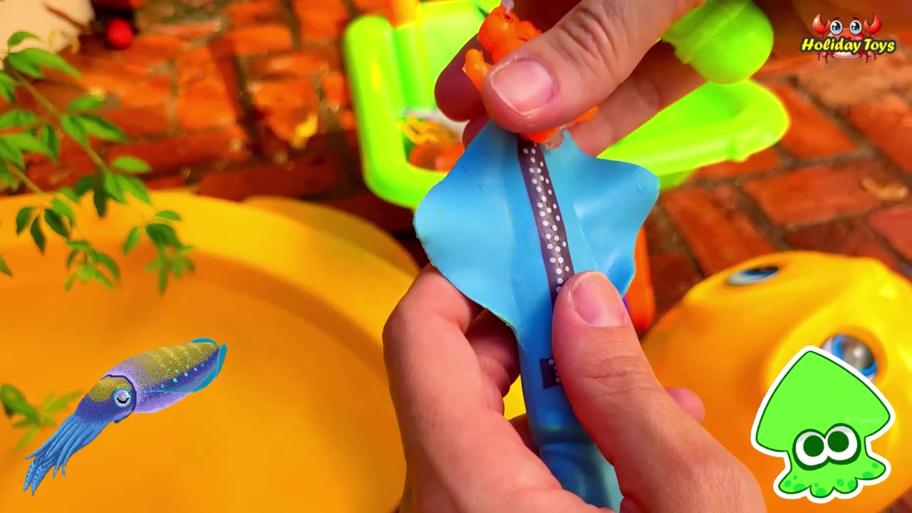 Blue Squid Hiding Under Sand as Stingrays Pass By