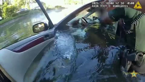St. Johns County deputies rescue a frightened elderly man after he drives into retention pond