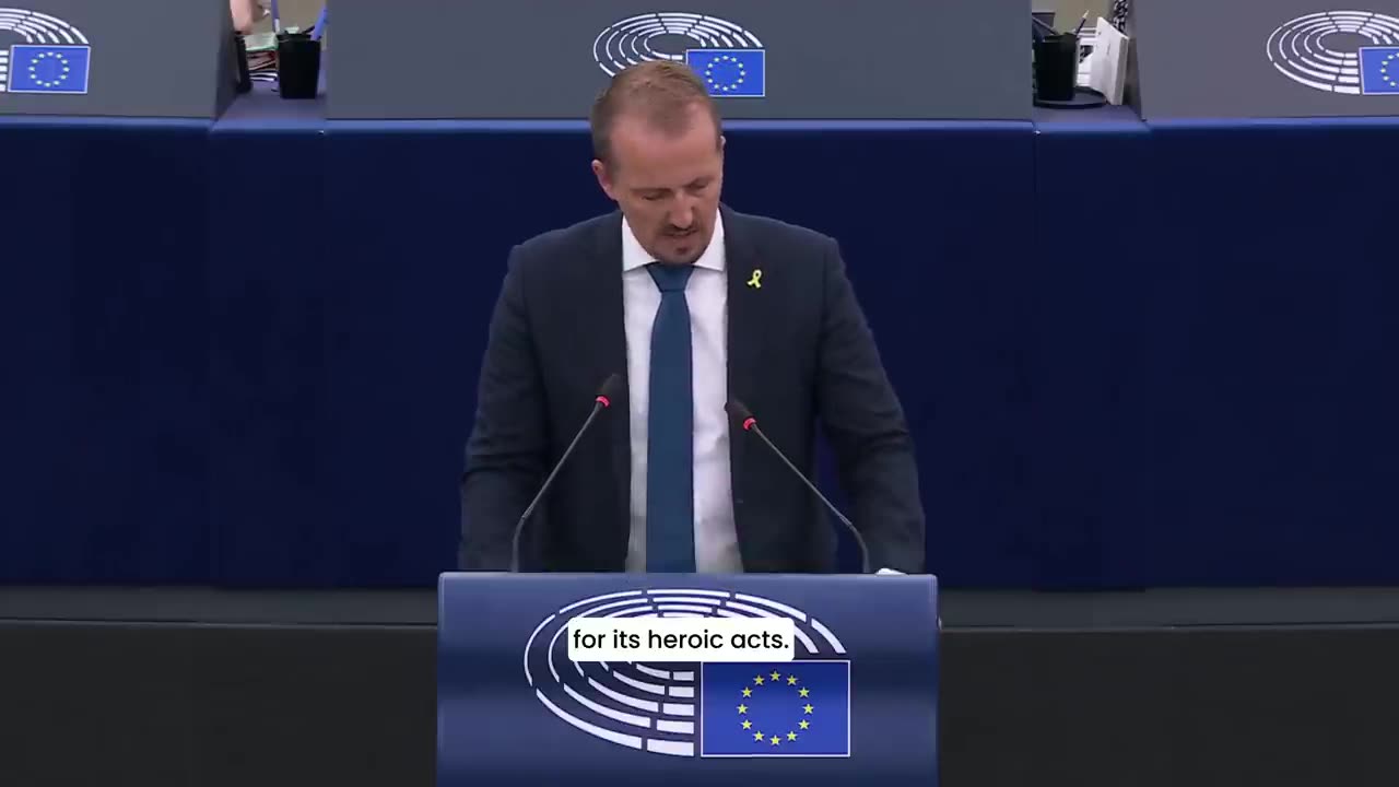 Sebastian Stotler from the Netherlands speaks in support of Israel in the European Union.