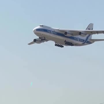 An-124-100 "Ruslan" of the airline "Volga-Dnepr" is landing at Tashkent airport