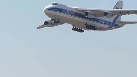 An-124-100 "Ruslan" of the airline "Volga-Dnepr" is landing at Tashkent airport