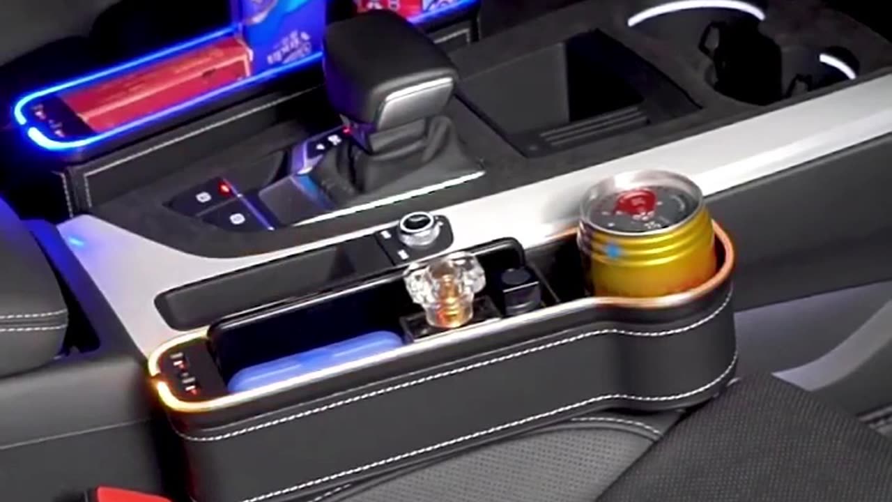 Led Car Seat Gap Organizer with 2 USB Fast Charger,Car Console Side Organizer