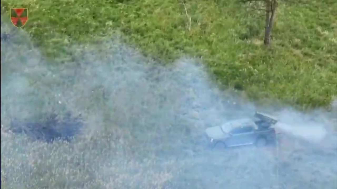 Ukrainian Mobile Grad Launchers Firing on Russian Lines