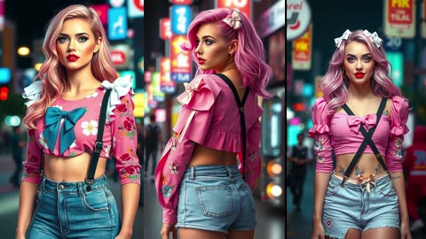 4K AI Art Lookbook Video of AI Girl ｜ Neon Noir Woman in Captivating City Lights | Miss Ai