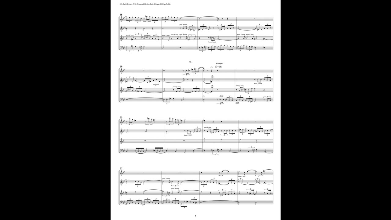 J.S. Bach - Well-Tempered Clavier: Part 2 - Fugue 10 (Double Reed Quartet)