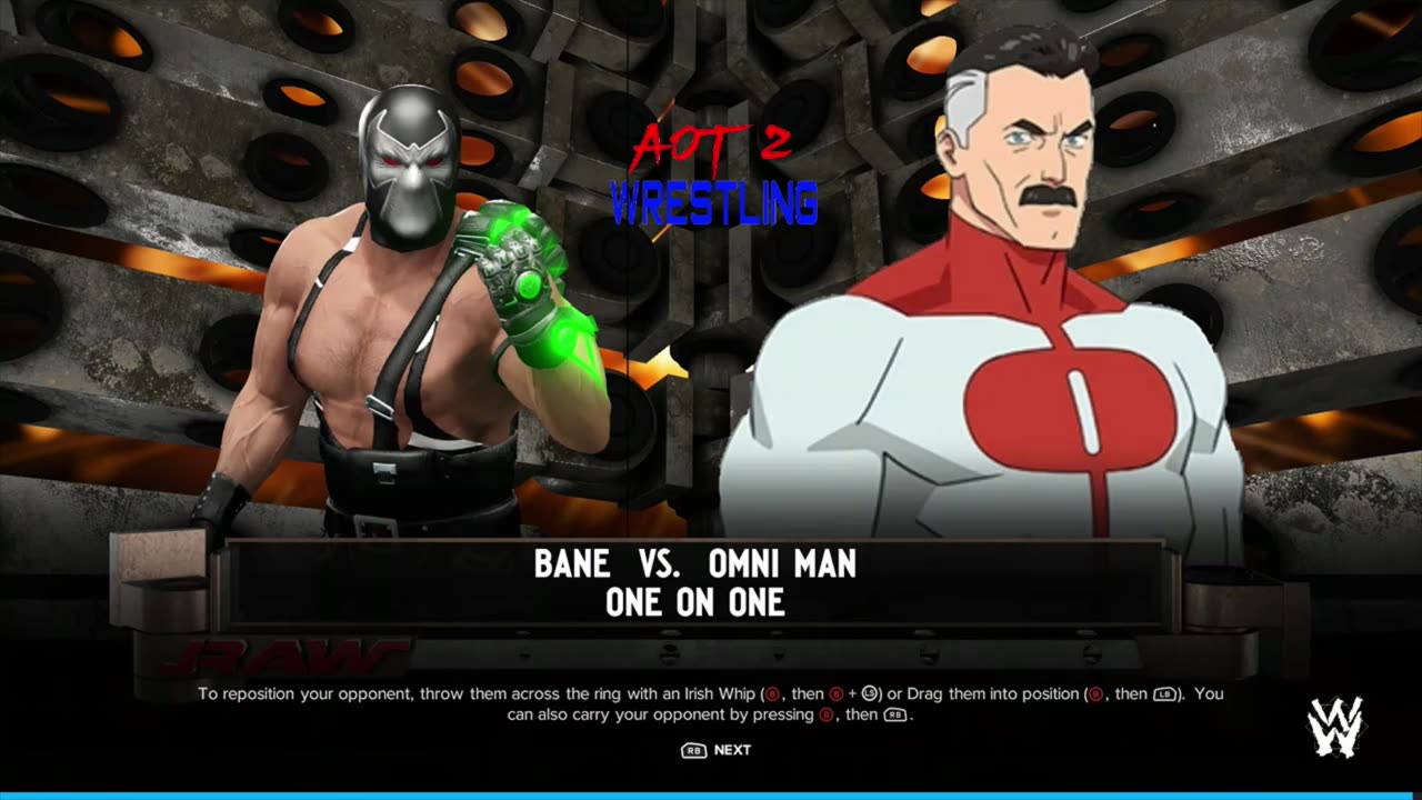 BANE vs OMNIMAN singles match (wwe2k24 AOT2 RED)